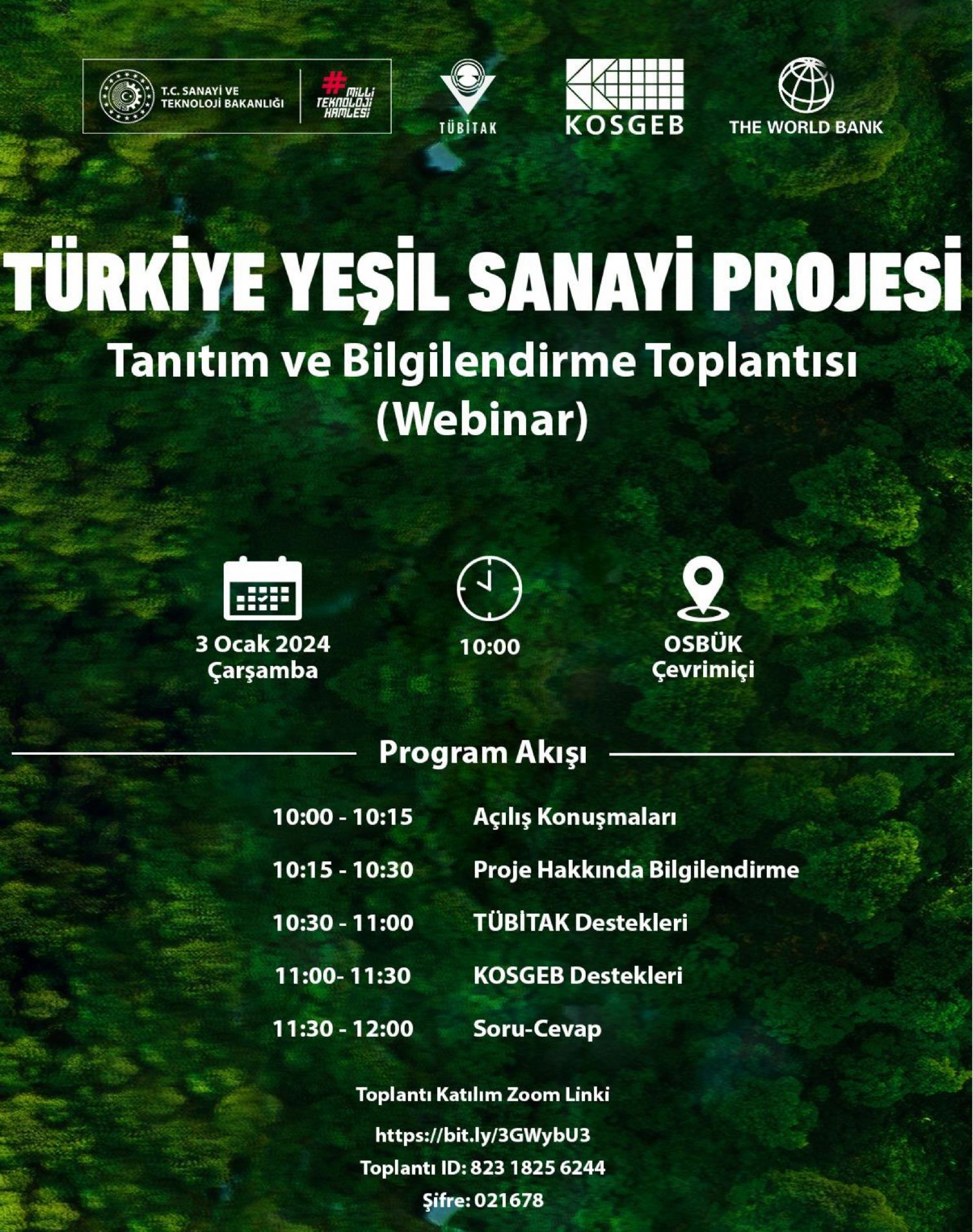 OSBÜK Türkiye Yeşil Sanayi Projesi Tanıtım ve Bilgilendirme Toplantısı Duyurusu