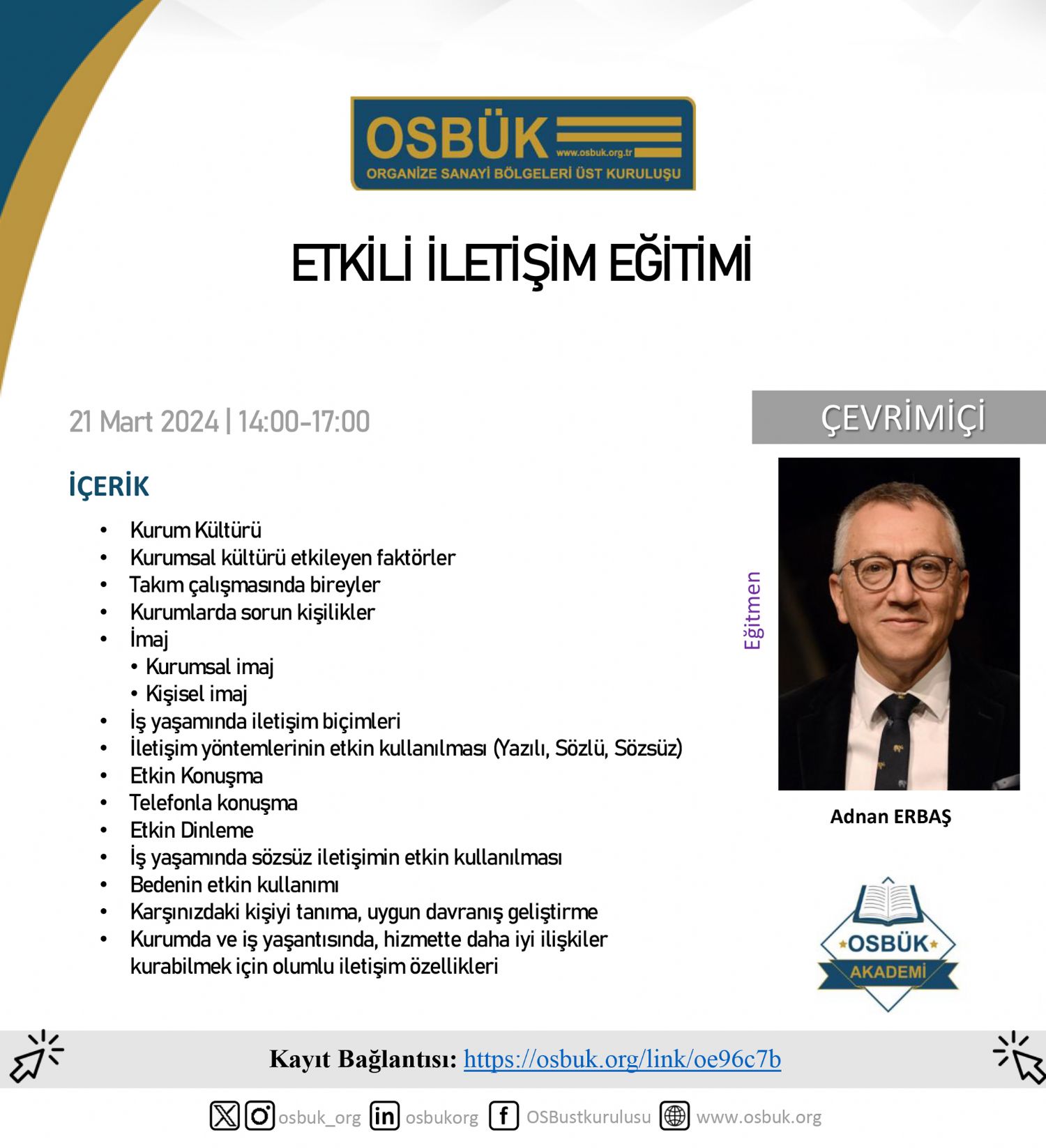 OSBÜK Etkili İletişim Eğitimi Duyurusu