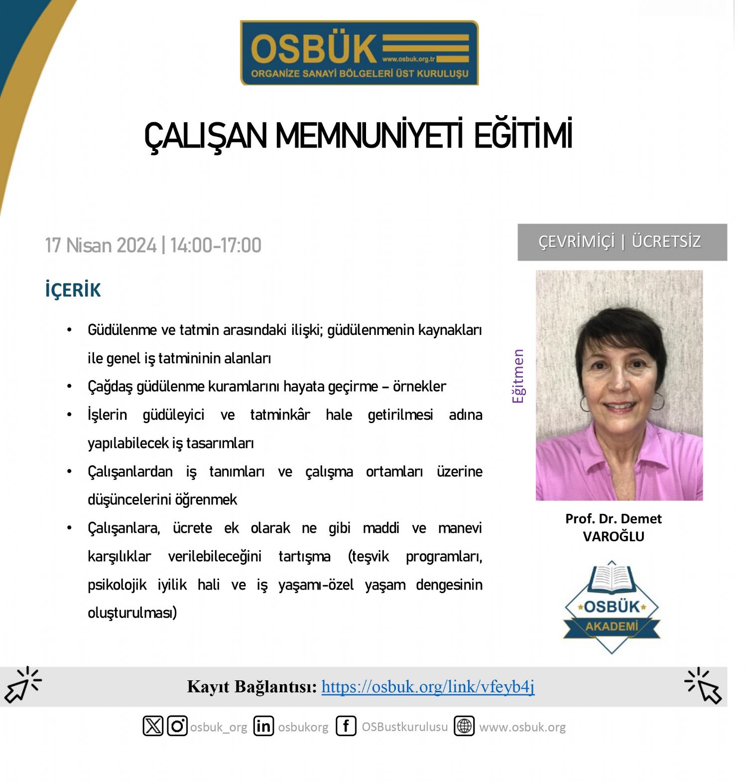 OSBÜK Çalışan Memnuniyeti Eğitimi Duyurusu